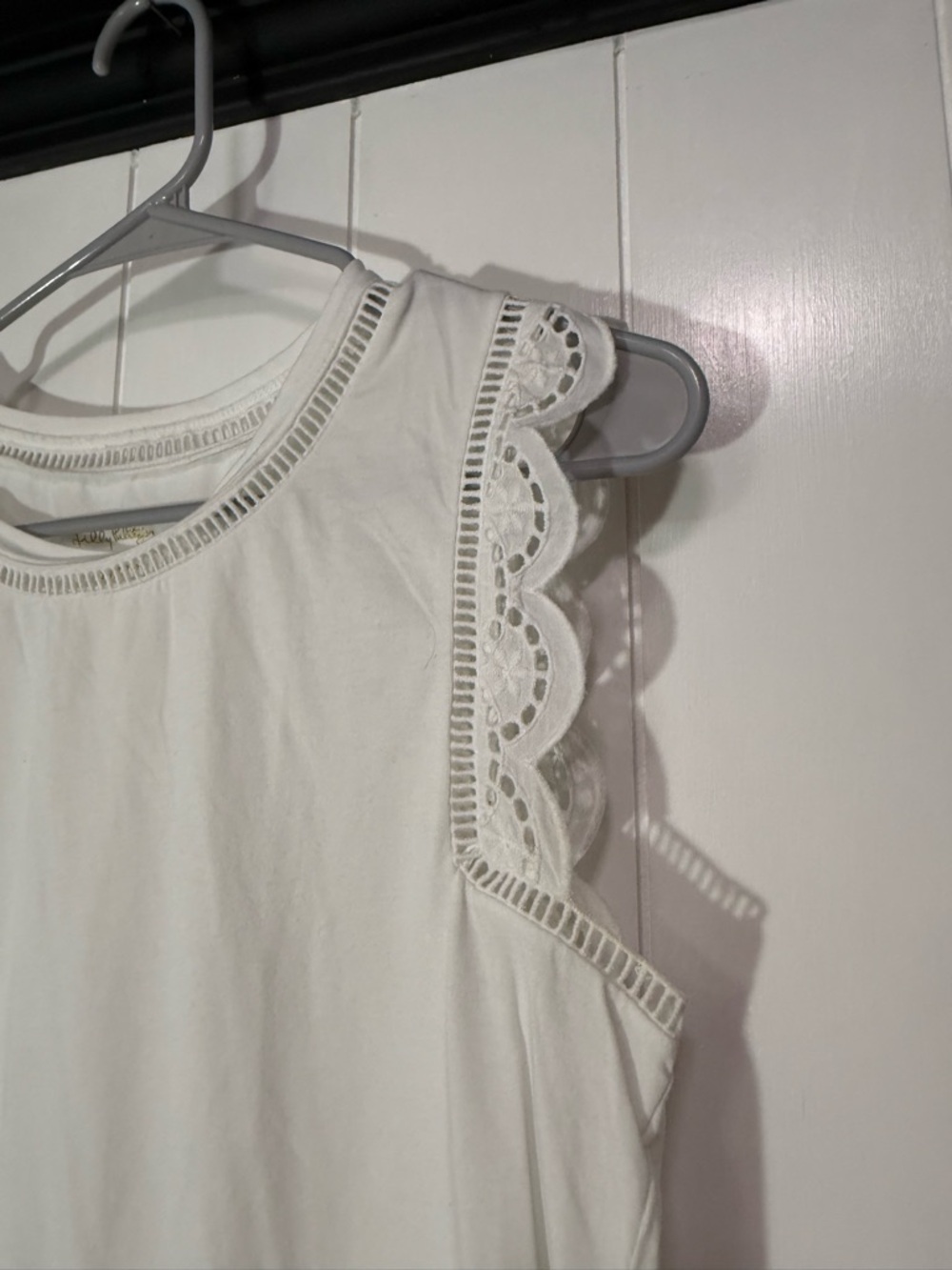 Lilly Pulitzer White Eyelet-Trim Sleeveless Tank - Picture 2 of 7